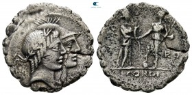 Q. Fufius Calenus and Mucius Cordus 70 BC. Rome. Serrate Denarius AR