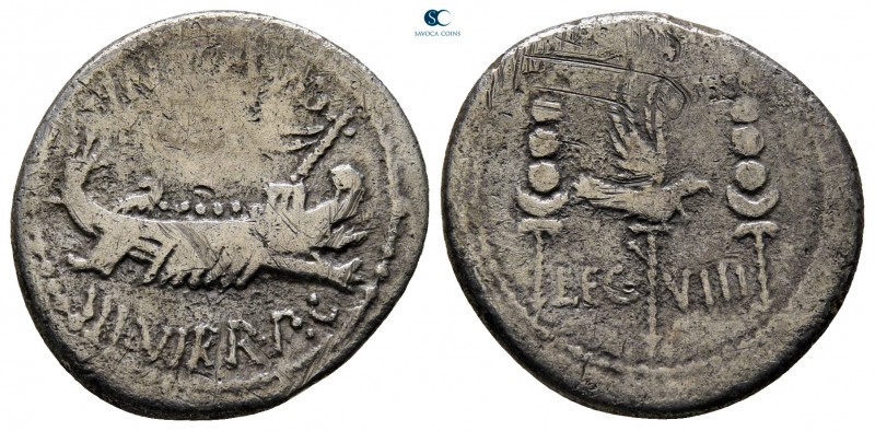 Mark Antony 32-31 BC. Military mint moving with M.Antony
Denarius AR

19 mm.,...