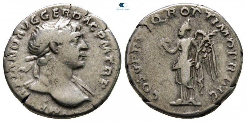 Trajan AD 98-117. Rome
Denarius AR

18 mm., 2,83 g.

nearly very fine