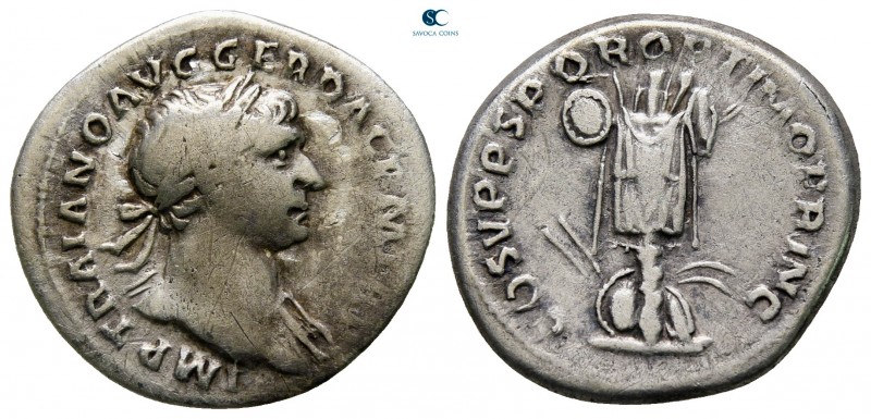 Trajan AD 98-117. Rome
Denarius AR

20 mm., 2,67 g.

nearly very fine