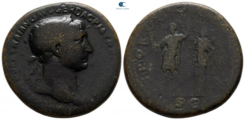 Trajan AD 98-117. Rome
Sestertius Æ

34 mm., 24,51 g.

fine