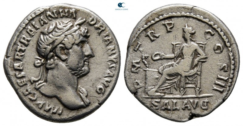 Hadrian AD 117-138. Rome
Denarius AR

18 mm., 3,04 g.

very fine