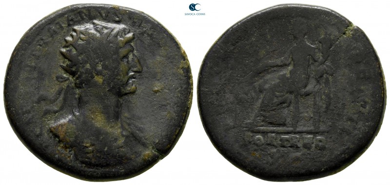 Hadrian AD 117-138. Rome
Dupondius Æ

28 mm., 14,39 g.

fine