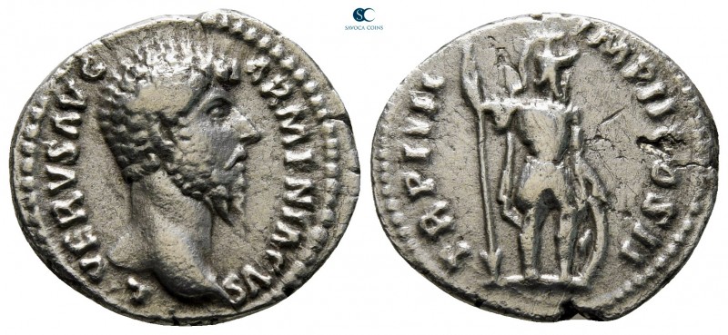 Lucius Verus AD 161-169. Rome
Denarius AR

18 mm., 2,95 g.

very fine