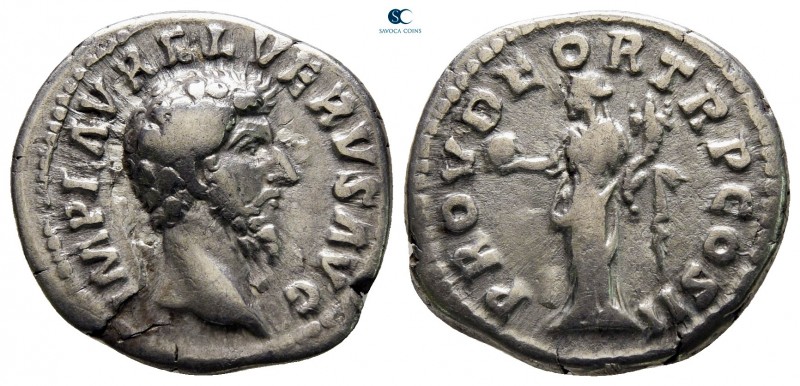 Lucius Verus AD 161-169. Rome
Denarius AR

18 mm., 2,92 g.

very fine