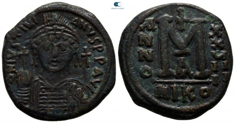 Justinian I AD 527-565. Nikomedia
Follis Æ

32 mm., 16,73 g.

very fine