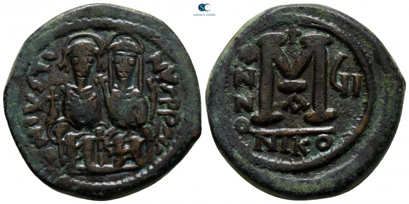 Justin II and Sophia AD 565-578. Nikomedia
Follis Æ

30 mm., 15,46 g.

very...