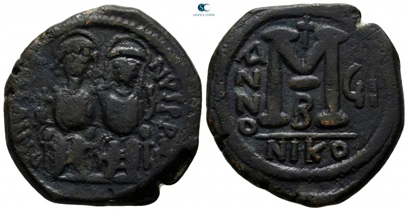 Justin II and Sophia AD 565-578. Nikomedia
Follis Æ

29 mm., 13,67 g.

very...