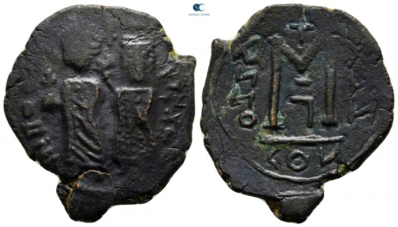 Phocas, with Leontia AD 602-610. contemporary imitation. Constantinople
Follis ...