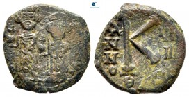 Heraclius with Heraclius Constantine AD 610-641. Thessalonica. Half follis Æ