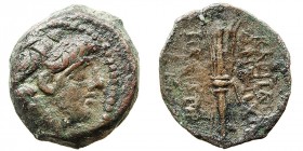 Reino Seleucida
Demetrio III
AE-20. A/Cabeza a der. R/Haz de rayos, a los lados ley. 5.49g. GC.7192. MBC.