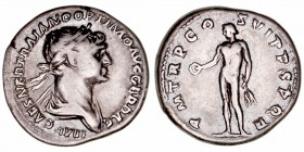 Trajano
Dinero. AR. Roma. (98-117). R/P.M. TR.P. COS. VI P.P. S.P.Q.R.. 3.33g. RIC.347. MBC.