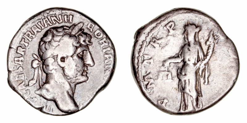 Adriano
Denario. AR. Roma. (117-138). R/P.M. TR.P. (COS. III). 3.30g. RIC.80. B...