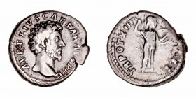 Marco Aurelio
Denario. AR. Roma. (161-180). R/TR. POT. XIIII COS. II. Minerva avanzando a der. 3.33g. RIC.483. MBC-.