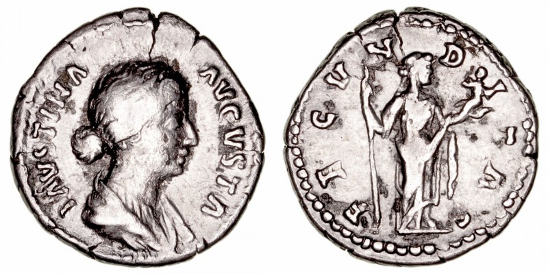 Faustina, esposa de M. Aurelio
Denario. AR. R/FECVNDITAS. 3.22g. RIC.677. BC/BC...