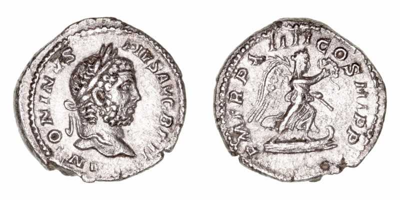 Caracalla
Denario. AR. Roma. (197-217). R/P.M. TR. P. XIIII COS. III P.P. Victo...