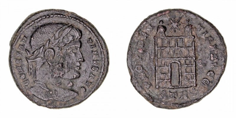 Constantino Magno
Follis. AE. Tesalónica. R/PROVIDENTIAE AVGG., en el campo * y...