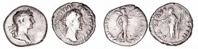 Lotes de Conjunto
Denario. AR. Lote de 2 monedas. Trajano y Antonino Pío. BC+ a BC-.