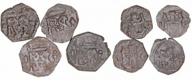 Felipe II
Blanca. AE. Lote de 4 monedas. Cuenca (3) y Toledo. BC.