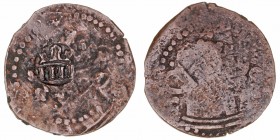 Felipe III
4 Maravedís. AE. Resello valor IIII coronado. 3.96g. Interesante. (BC).