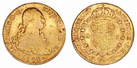 Carlos IV
2 Escudos. AV. Sevilla CN. 1801. 6.71g. Cal.1437 (2019). Ligeras rayitas. (MBC-).