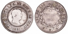 Fernando VII
10 Reales. AR. Madrid SR. 1821. 12.74g. Cal.762. Tonalidad. MBC-.
