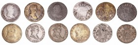Fernando VII
2 Reales. Falsas de época. Lote de 6 monedas. 1820 Madrid (plata), 1826 (calamina), 1828 (latón), 1831 Madrid (latón), (2) 1833 Madrid (...