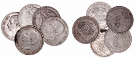 Alfonso XII
5 Pesetas. AR. 1876 DEM. Lote de 5 monedas. Cal.37 (2019). Estrellas no visibles. (BC-).