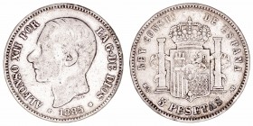 Alfonso XII
5 Pesetas. AR. 1885 MSM. Falsa de época. 24.65g. Barrera 1240. (MBC-).