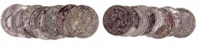 Lotes de Conjunto
5 Pesetas. AR. Lote de 8 monedas. 1871 (3), 1877, 1885, 1888, 1891 y 1898. (RC- a MC).