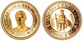 Juan Carlos I
20000 Pesetas. AV. 1990. Quinto Centenario, serie II (oro de 999 mil.). 6.75g. Sin estuche ni certificado. (PROOF).