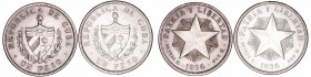 Cuba
Peso. AR. 1934. Lote de 2 monedas. KM.15.2. MBC.