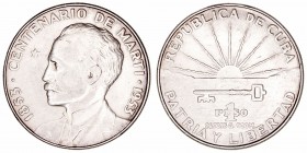 Cuba
Peso. AR. 1953. Centenario de Martí. 26.82g. KM.29. MBC/MBC+.