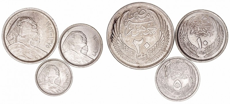 Egipto
AR. Lote de 3 monedas. 5, 10 y 20 Piastras. MBC+.