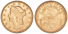 Estados Unidos
20 Dólares. AV. 1882 S. 33.36g. KM.74.3. Rayitas en anverso. (MBC).