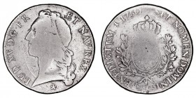 Francia Luis XV
Ecu. AR. Metz. 1750 AA. 28.16g. Gadoury 322. Escasa. BC.