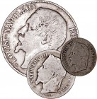 Francia Napoleón III
AR. Lote de 3 monedas. 50 Cents 1865 K, Franco 1866 A y 5 Francos 1852 A. BC+ a BC-.