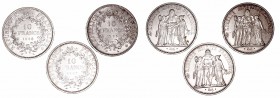 Francia
10 Francos. AR. Lote de 3 monedas. 1965, 1967 y 1968. KM.932. EBC a EBC-.