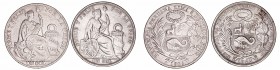 Perú
Sol. AR. Lote de 2 monedas. 1923 y 1931. KM.217.2 y 218.2. MBC a MBC-.