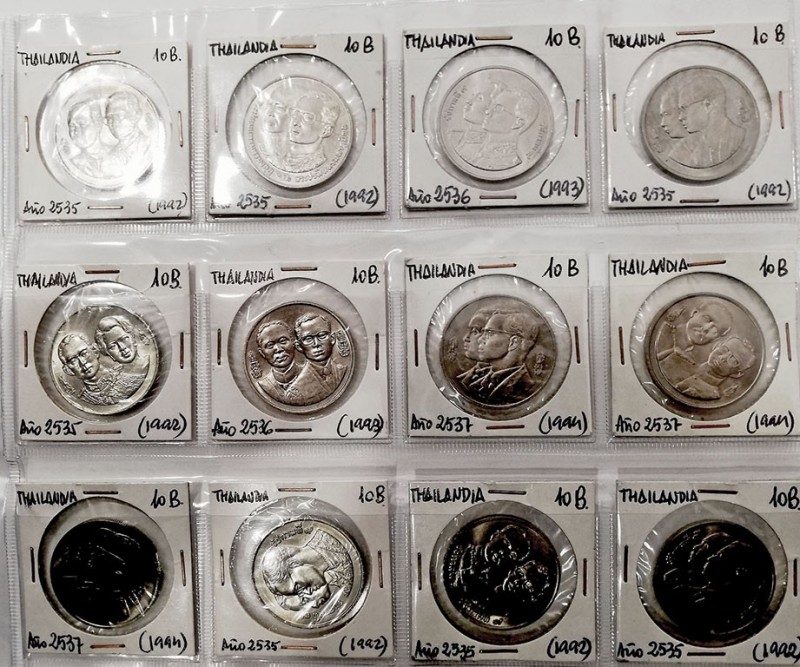 Tailandia
10 Baht. Cuproníquel. Lote de 13 monedas. 1992 (8), 1993 (2), 1994 (3...