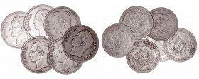 Venezuela
5 Bolívares. AR. Lote de 6 monedas. 1911, 1921, 1929, 1935 (2) y 1936. KM.24.2. (MBC- a BC).