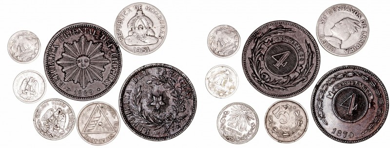 Lotes de Conjunto
AR/AE. Lote de 7 monedas. Honduras 50 Centavos 1951, Méjico 1...