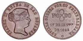 Isabel II
Medalla. AE. Visita a Sevilla, 17 Septiembre 1862. 5.96g. 23.00mm. VQ. 14357 (vte. metal). MBC+.