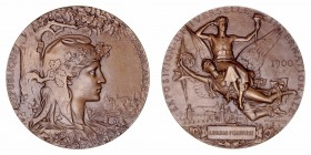 Medalla. AE. Exposición Universal de París 1900. Dedicada a Joaquín Bilbao Martinez (1864-1930 importante escultor español, ganador de la 3ª medalla e...