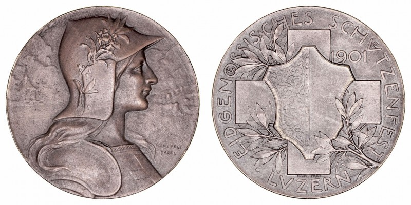 Medalla. AE. 1901. Festival de Tiro, Cantón de Lucerna (Luzern). 45.00mm. MBC+.