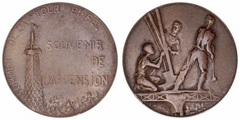 Medalla. AE. (1900). Sommet de la Tour Eiffel, souvenir de l'ascension. 27.64g. ...