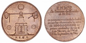 Medalla. AE. F.N.M.T. Conmemoración de fecha en que fue alcanzada la cifra de 1000.000.000 de piezas acuñadas, 4 de febrero de 1941 al 3 de septiembre...
