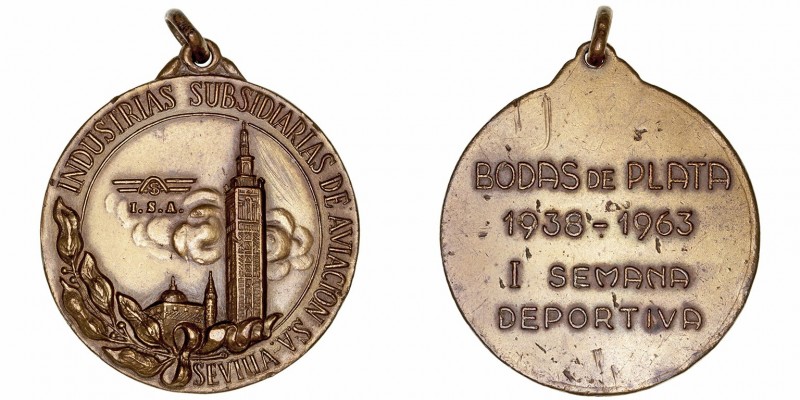 Medalla. AE. 1963. Industrias Subsidiarias de Aviación, S.A. Sevilla. Bodas de P...