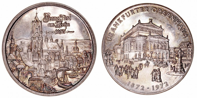 Medalla. AR. 1972. Frankfurter Opernhaus, 1872-1972. Numerada. 30.24g. 40.00mm. ...