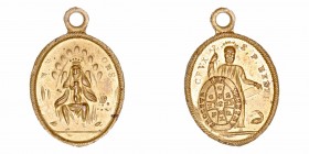 Religiosas
Medalla. AE. (Siglo XIX). Ntra. Sra. de Montserrat y Cruz de San Benito. 19.00mm. Oval con anilla. EBC.
